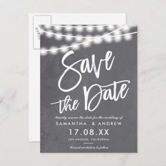 String lightsグレーセメント工業日付を保存 案内ポストカード (正面/裏面)