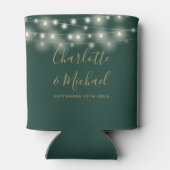 String Lightsシグネチャースクリプト緑の金ゴールド結婚 缶クーラー (裏面)