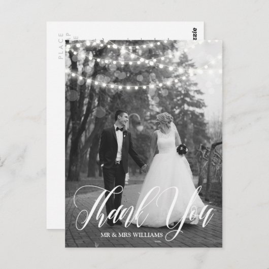String Lightsスクリプト結婚の写真ありがとう ポストカード (正面/裏面)
