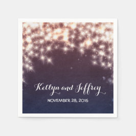 String Lightsネイビー結婚ズ スタンダードカクテルナプキン