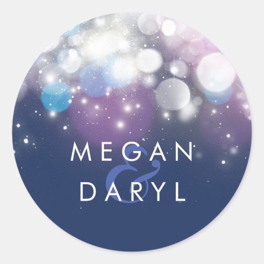 String Lightsネイビー結婚ズ ラウンドシール (正面)