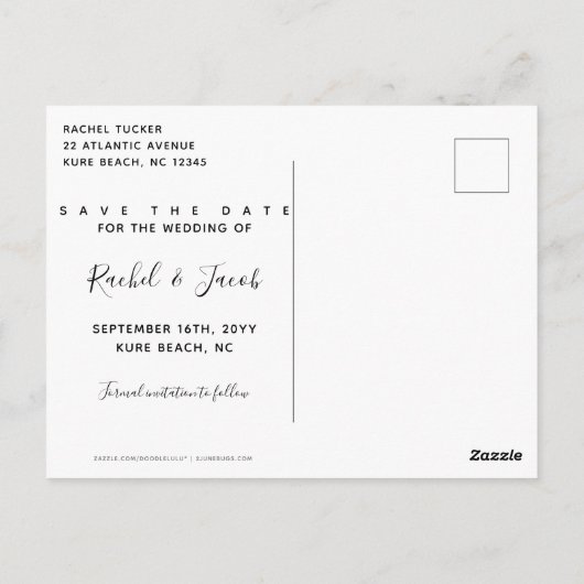 String Lightsフルフォトカードの日付を保存 ポストカード (裏面)