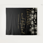 String Lightsブラック金ゴールド結婚の背景 タペストリー (正面(横))