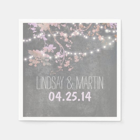 String Lightsブランチ素朴庭園の結婚式 スタンダードカクテルナプキン (正面)