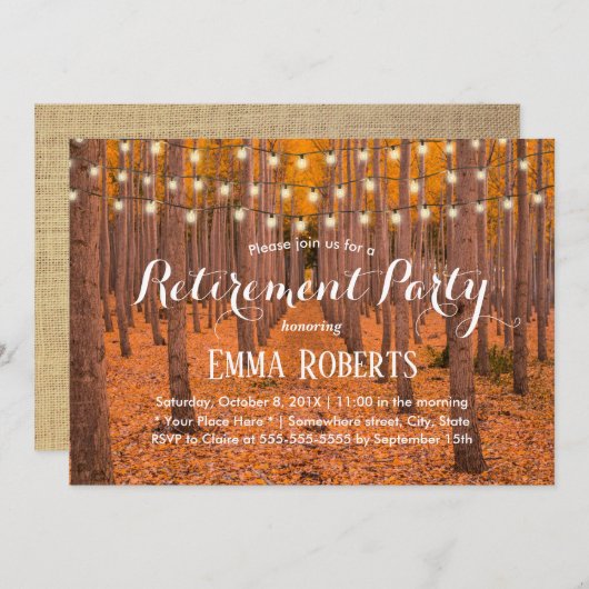 String Lights秋素朴の森の引退 招待状 (正面/裏面)