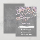 String lights素朴なウェデモダンィングRSVPカード 出欠カード (正面/裏面)