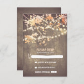 String lights素朴なウェデモダンィングRSVPカード 出欠カード (正面/裏面)