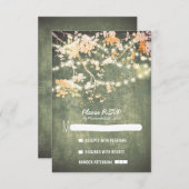 String lights素朴なウェデモダンィングRSVPカード 出欠カード (正面/裏面)