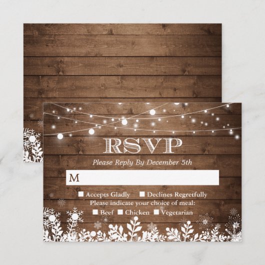 String Lights素朴 Snowflakes Winter RSVP (正面/裏面)