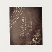 String Lights素朴 Wood's 結婚 Welcome タペストリー (正面)