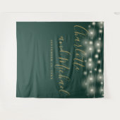 String Lights緑の金ゴールド結婚の背景 タペストリー (正面(横))