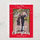 String Lights赤と緑の写真メリークリスマス シーズンカード (正面/裏面)