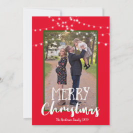 String Lights赤と緑の写真メリークリスマス シーズンカード