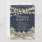 String lights金ゴールド企業のChristmasパーティー 招待状 (正面)