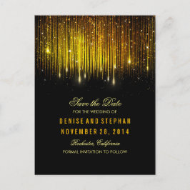 string lights金ゴールド紙吹雪black save date 案内ポストカード