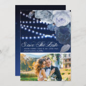String lights青エレガントなウェディングフォト セーブザデート (正面/裏面)