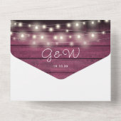 String Lights 素朴 Red Wood Monogram結婚's オールインワン招待状 (裏面)