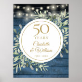 String Lights 素朴 Wood 50th Anniversary Sign ポスター (正面)