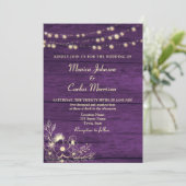 String Lights 素朴 Wood Purple結婚's 招待状 (スタンド正面)