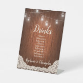 String Lights 素朴 Wood Script Drinksメニュー 台座サイン (正面)