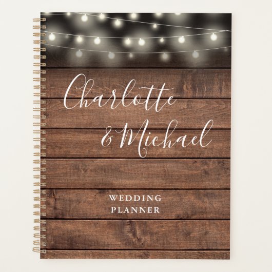 String Lights 素朴 Wood Signature Script結婚's プランナー手帳 (正面)
