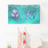 String Lights & Balloons Sweet 16 ティールパープル ID473 横断幕 (インサイチュ)