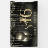 String Lights & Balloons Sweet 16 ブラック/ゴールド ID473 横断幕 (縦)