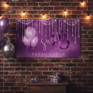 String Lights & Balloons Sweet 16 Orchid ID473 横断幕