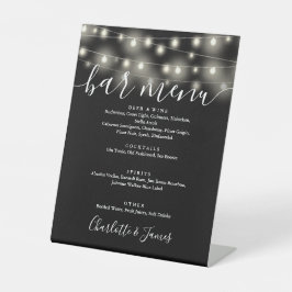 String Lights Black And Whiteのバーメ結婚ニュー 台座サイン