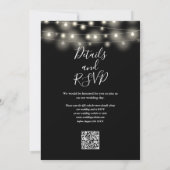 String Lights Black And White QR Code Wedding 招待状 (裏面)