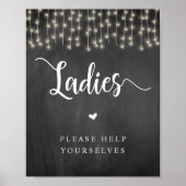 String Lights, Chalkboard, Ladies Washroom ポスター (正面)
