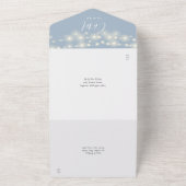 String Lights Dusty Blue Script QRコード結婚s オールインワン招待状 (外側)