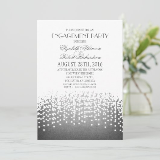 string lights elegant engagement party 招待状 (スタンド正面)
