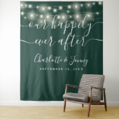 String Lights Emerald Greenの写真結婚の背景 タペストリー (インサイチュ)