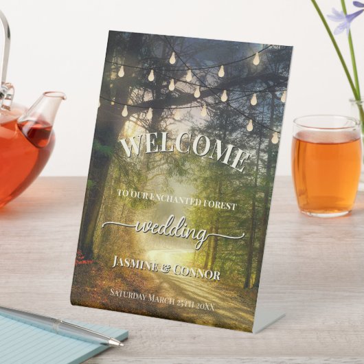 String Lights Enchanted Forest 結婚's Welcome 台座サイン (インサイチュ)
