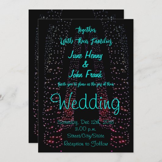 String Lights、Fairy Lights 結婚's 招待状 (正面/裏面)