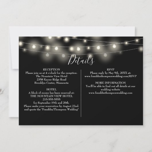 String Lights Folids Photo All 結婚 In One's 招待状 (裏面)