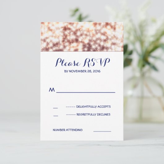 String lights glitz wedding RSVPカード (スタンド正面)
