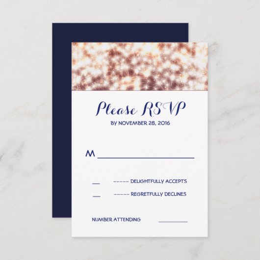 String lights glitz wedding RSVPカード (正面/裏面)