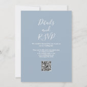 String Lights Greenery Dusty Blue QR Code 結婚's 招待状 (裏面)