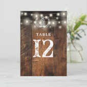 String Lights Horseshoes Barn Wood Table Number 招待状 (スタンド正面)