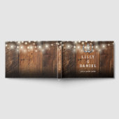 String Lights Horseshoes Rustic Barn Wood Wedding ゲストブック (全面)