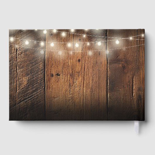String Lights Horseshoes Rustic Barn Wood Wedding ゲストブック (裏面)