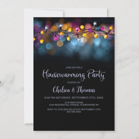 String Lights Housewarming Party 招待状 (正面)