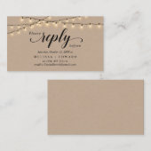 String Lights Kraft、ブラックスクリプト、RSVP応答 エンクロージャーカード (正面/裏面)