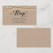 String Lights Kraft、ブラックスクリプト、RSVP応答 エンクロージャーカード (正面/裏面)