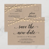 String Lights, Kraft,新救しい日付,延期 ポストカード (正面/裏面)