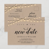 String Lights, Kraft,新救しい日付,延期 ポストカード (正面/裏面)