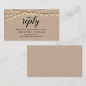 String Lights Kraft、Black Script、RSVP応答 エンクロージャーカード (正面/裏面)