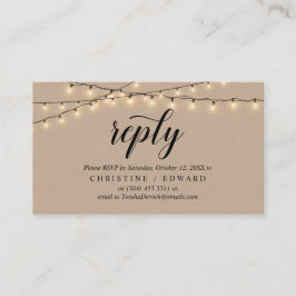 String Lights Kraft、Black Script、RSVP応答 エンクロージャーカード